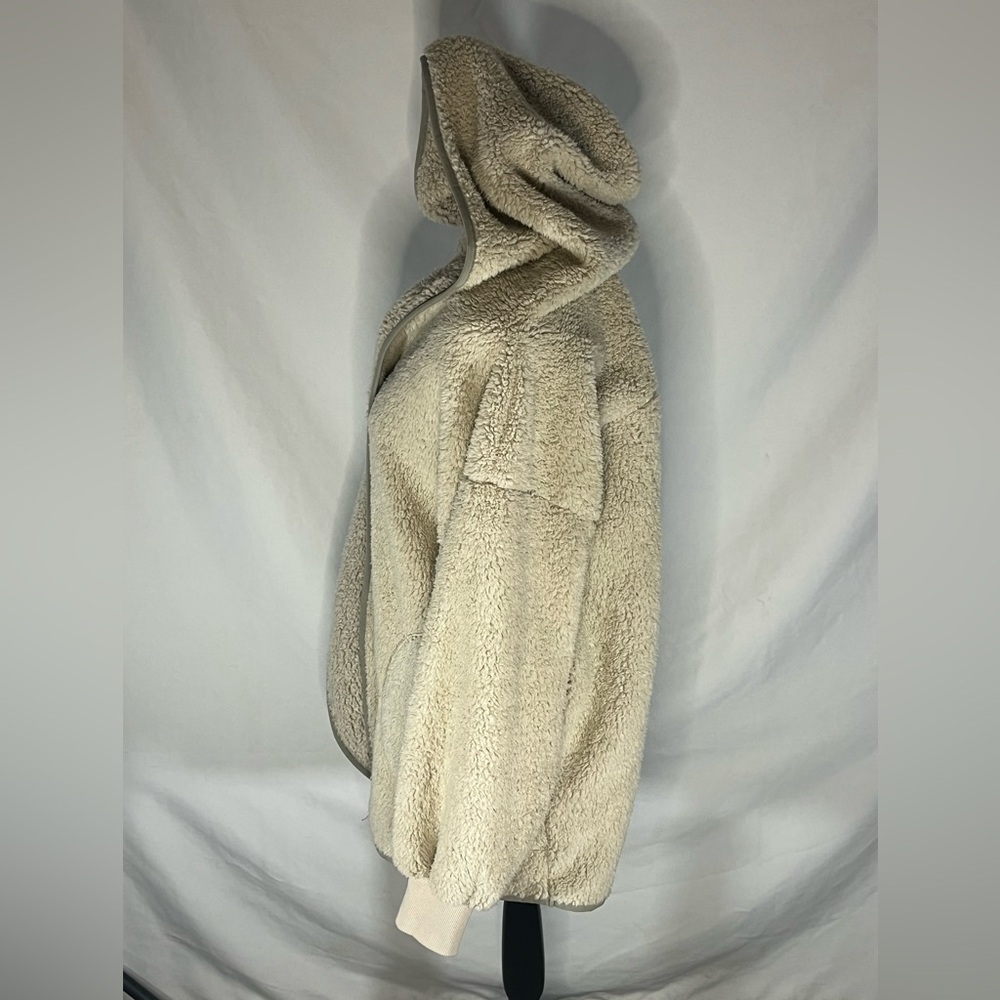Carbon2Cobalt Women’s Sherpa Hoodie Jacket Beige Open Front Fleece Cardigan S/M - Picture 3 of 8